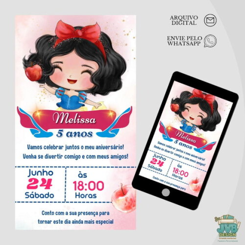 Convite Digital Branca de Neve