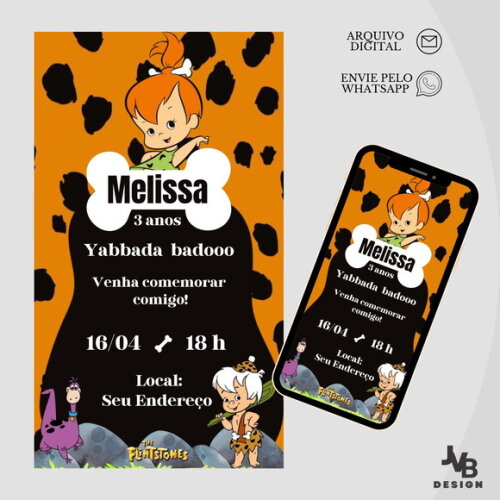 Convite Digital Flintstones
