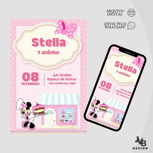 Convite Digital Minnie Confeiteira
