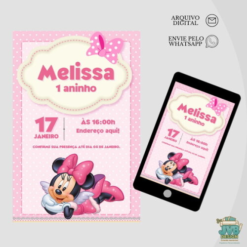 Convite Digital Minnie Rosa