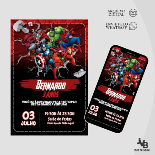 Convite Digital Vingadores