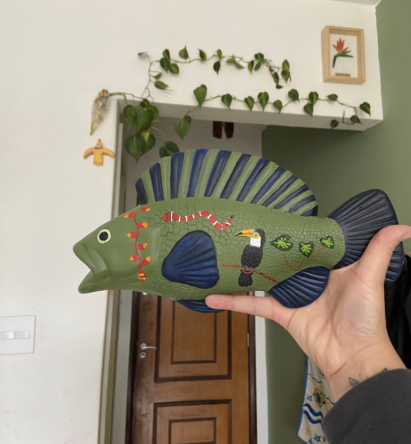 Peixe botânico em gesso