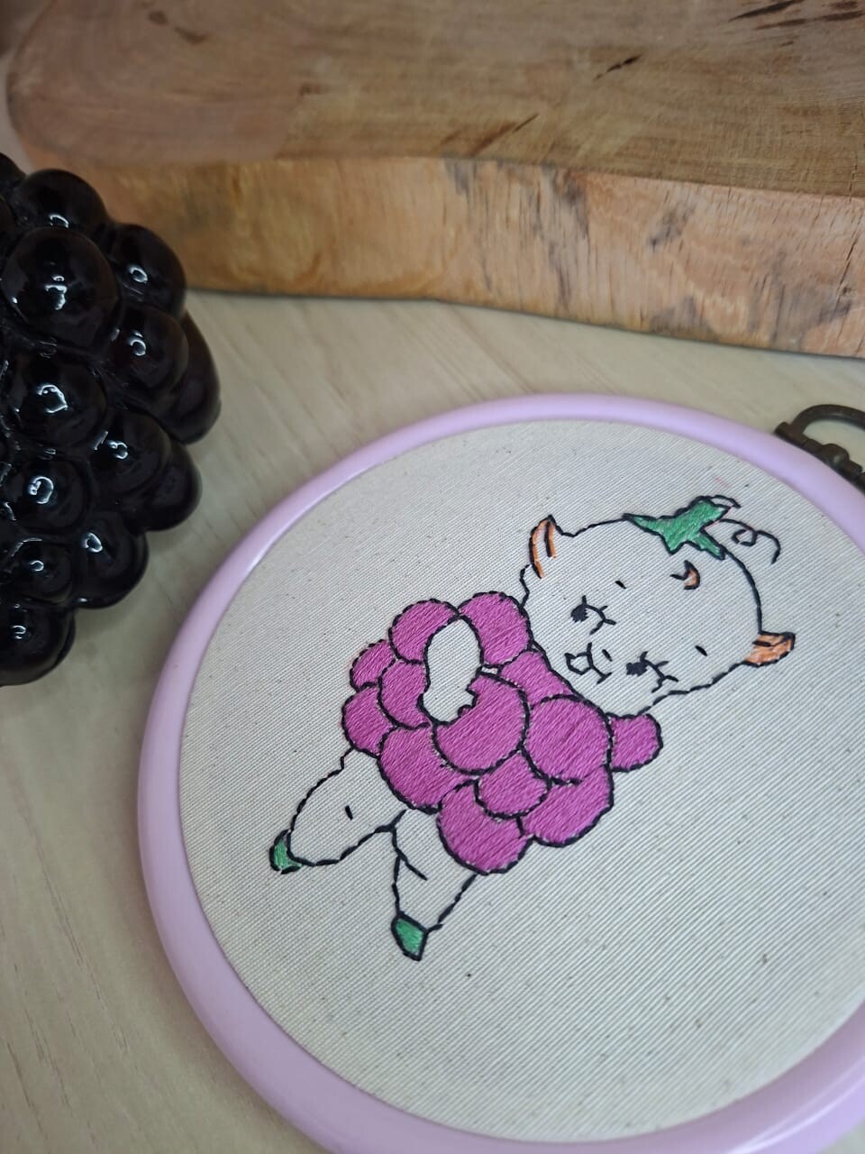 Bordado em bastidor Kewpie Uva