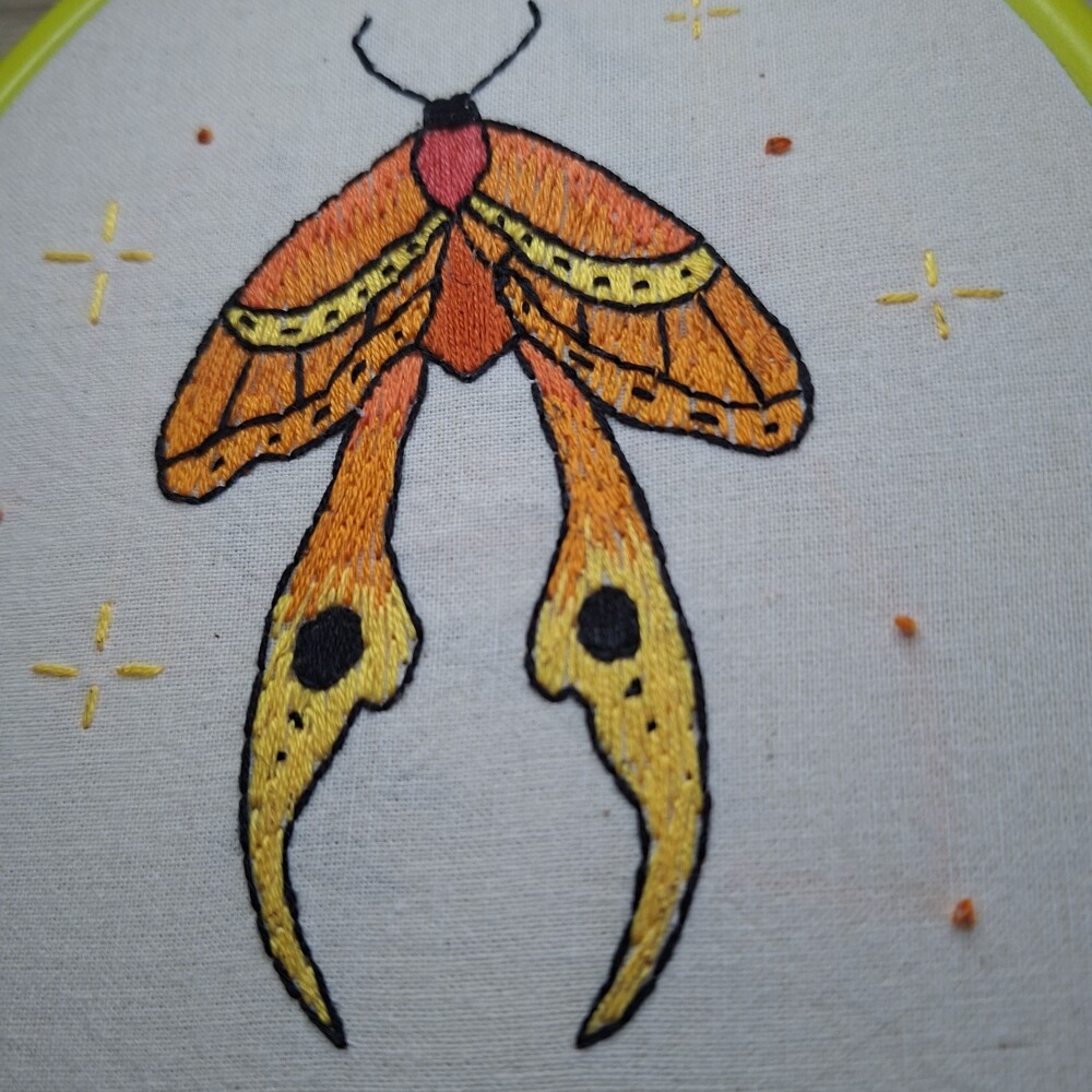 Bordado em bastidor Mariposa Laranja
