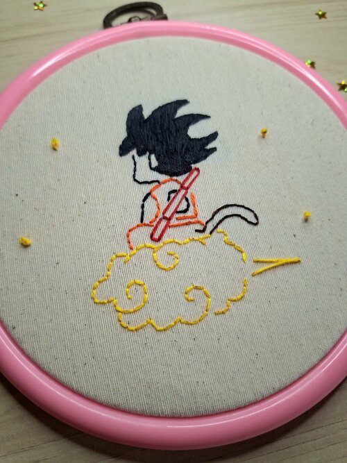 Bordado em bastidor Goku