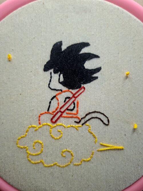 Bordado em bastidor Goku