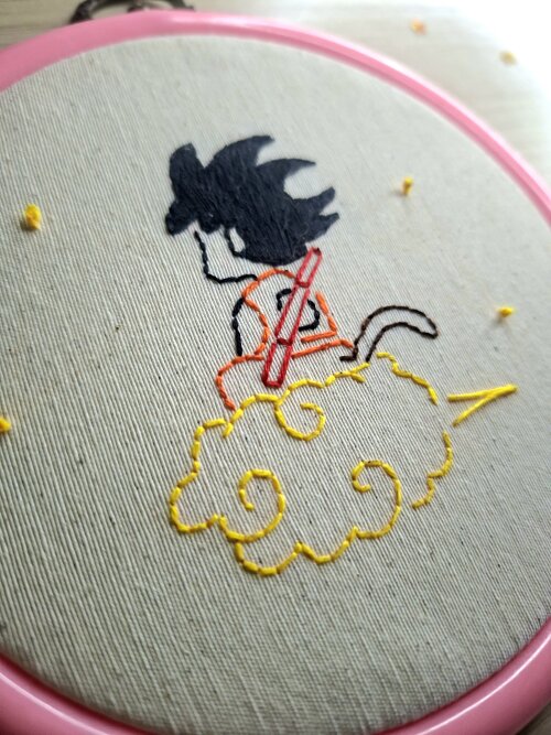 Bordado em bastidor Goku