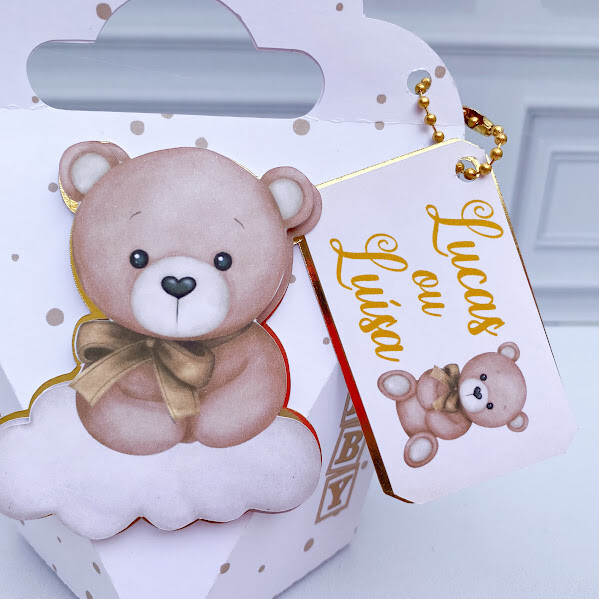 Kit Caixas Chá de Revelação Neutro Personalizado PEGUE E MONTE