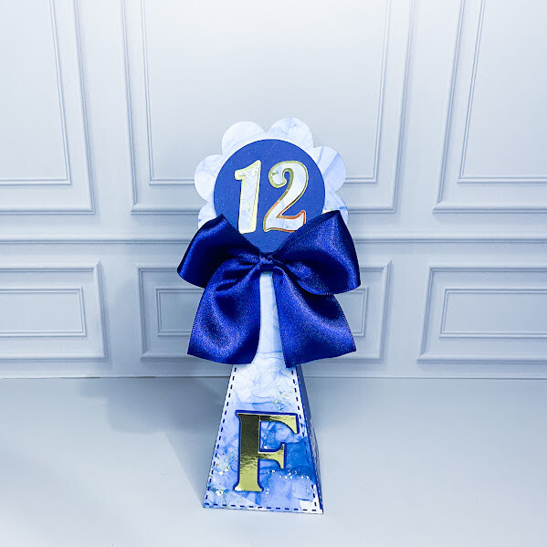 Kit Caixas Azul Neutro Personalizado PEGUE E MONTE  Lembrancinha 