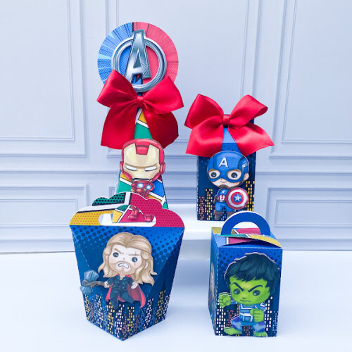 Kit Caixas Herois Cute Personalizado PEGUE E MONTE  Lembrancinha de Festa Aniversário Infantil