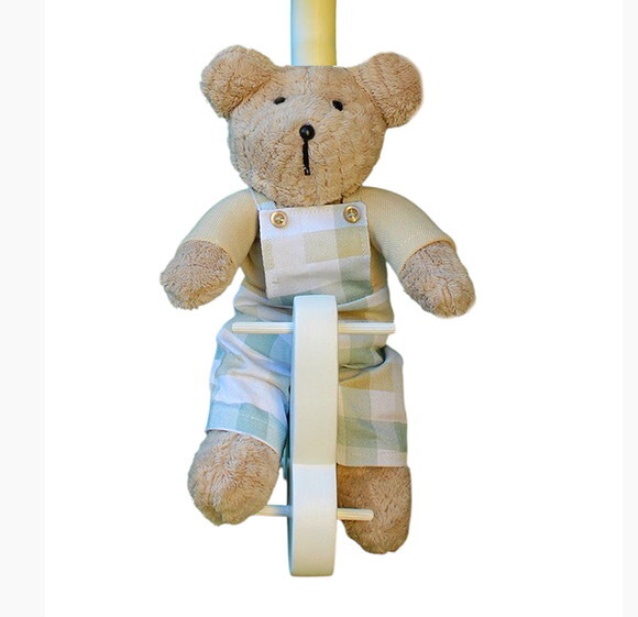 Abajur Ursinho na Bike, Decoração Infantil Ursinho com 28 cm