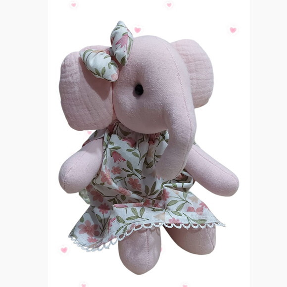 Elefantinha Rosa Floral, Kit com 2 Unidades