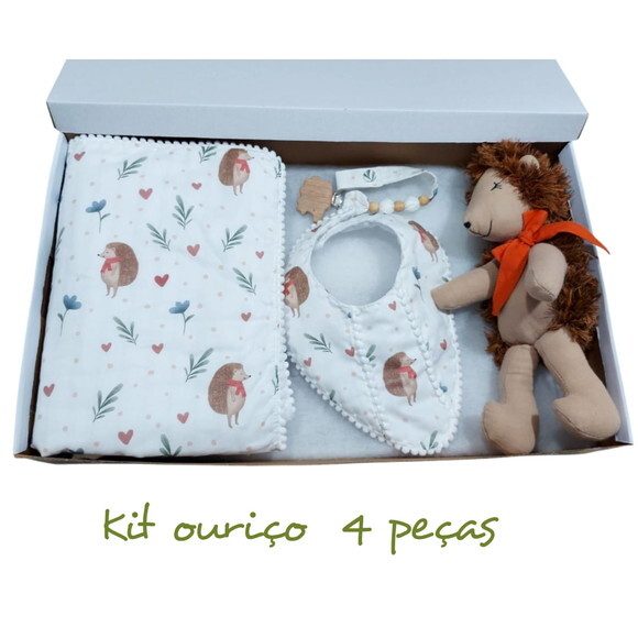 Kit Baby Ouriço com Manta, Kits Delicados para Bebes.