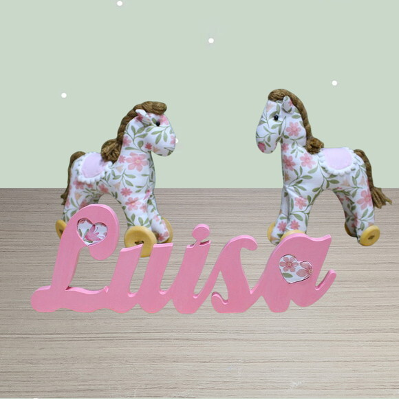 Nome 3d com Cavalinhos de Tecidos Floral Decoração Infantil