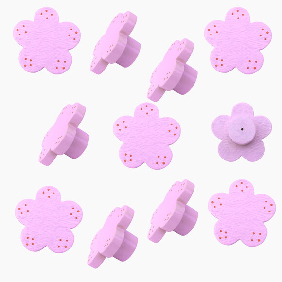 Puxador Flor Rosa Decoração Quarto Bebe, Madeira Pintada