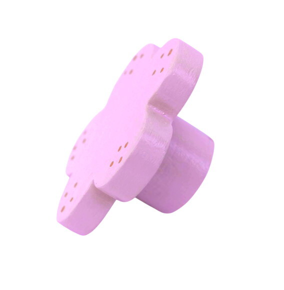 Puxador Flor Rosa Decoração Quarto Bebe, Madeira Pintada