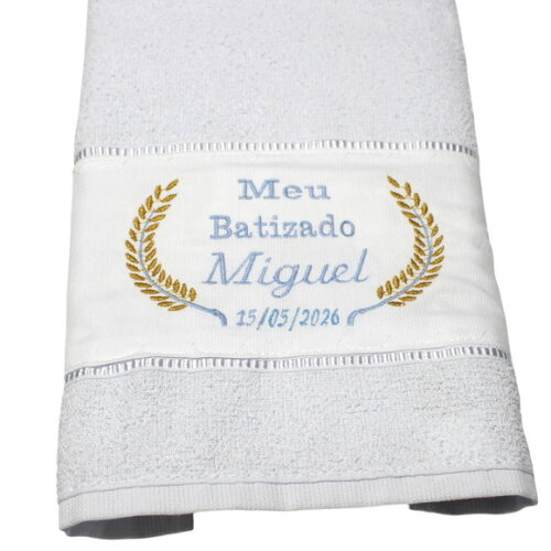 Batizado Toalha Bordada Personalizada com Nome e Data