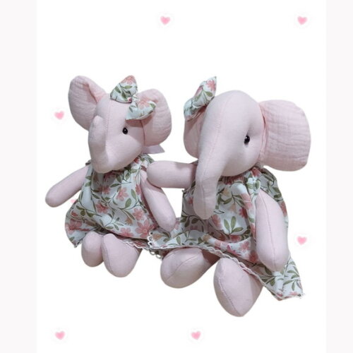 Elefantinha Rosa Floral, Kit com 2 Unidades