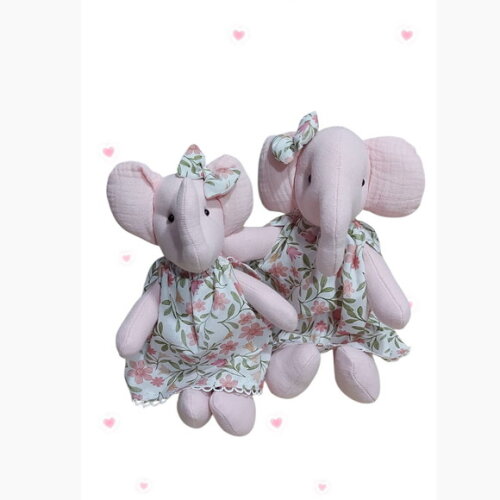 Elefantinha Rosa Floral, Kit com 2 Unidades
