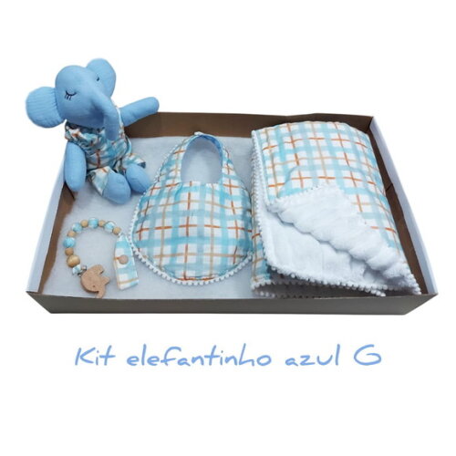 Kit Baby Elefantinho com Manta, Kits Delicados para Bebes.