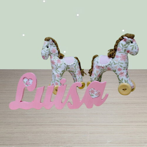Nome 3d com Cavalinhos de Tecidos Floral Decoração Infantil