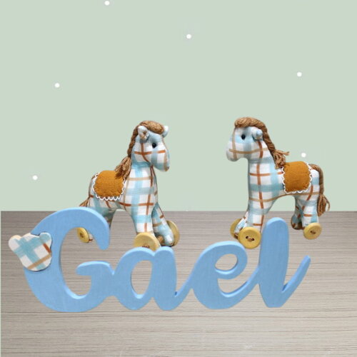 Nome 3d em mdf com Cavalinhos de Tecidos Decoração Infantil