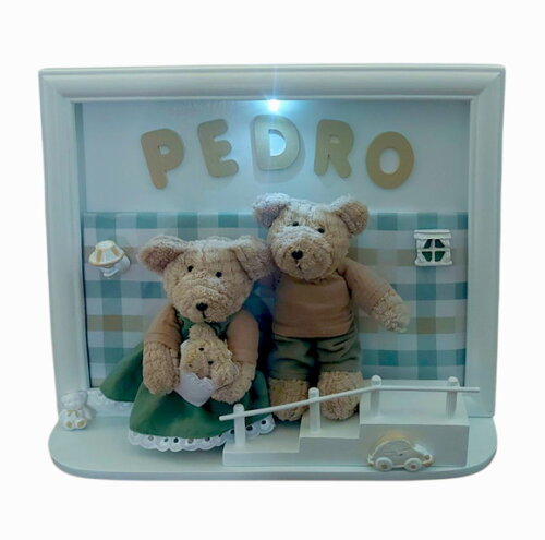 Porta Maternidade Ursinhos com Moldura e Luz de Led.