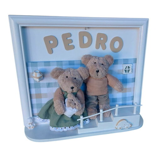 Porta Maternidade Ursinhos com Moldura e Luz de Led.