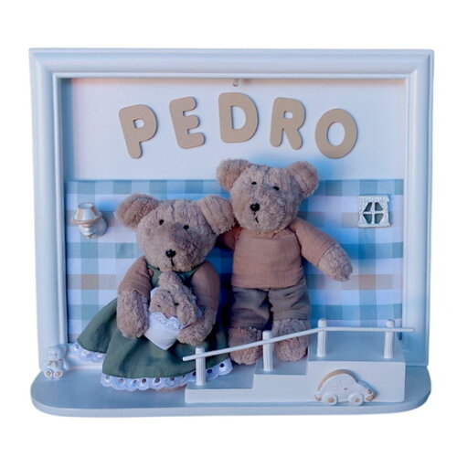 Porta Maternidade Ursinhos com Moldura e Luz de Led.