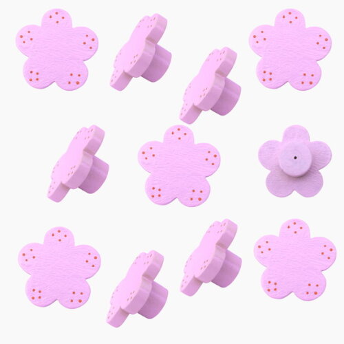 Puxador Flor Rosa Decoração Quarto Bebe, Madeira Pintada