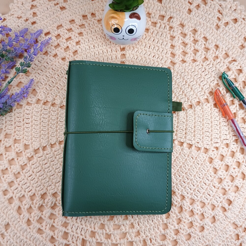Capa A5 tipo Midori Verde Oliva para 4 cadernos