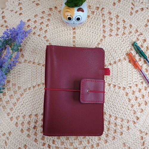 Capa A5 Vermelha tipo Midori para 4 cadernos