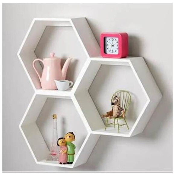 Hexagonal Nichos Quarto Prateleiras 3 Peças Agrupadas