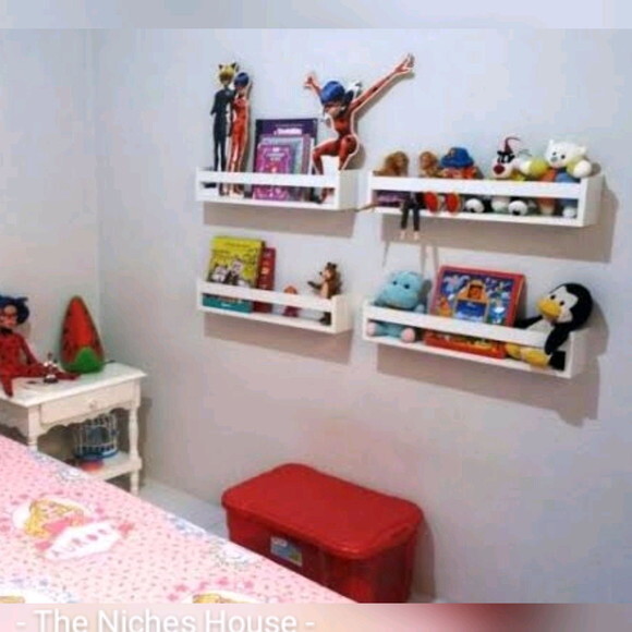 Kit de 4 Prateleiras 50 cm Infantil Livreiro Brinquedoteca