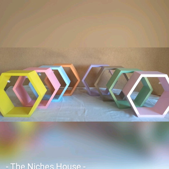 Nicho Colmeia Hexagonal (4 Unidades)mdf Decoração 30x26,5x10