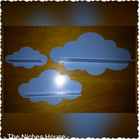 Prateleiras Nuvem para quarto infantil (3 unidades 1p,1m,1g)