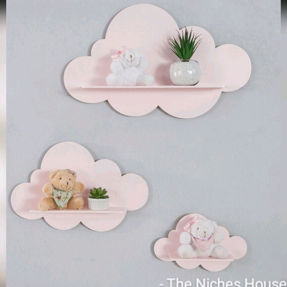 Prateleiras Nuvem para quarto infantil (3 unidades 1p,1m,1g)