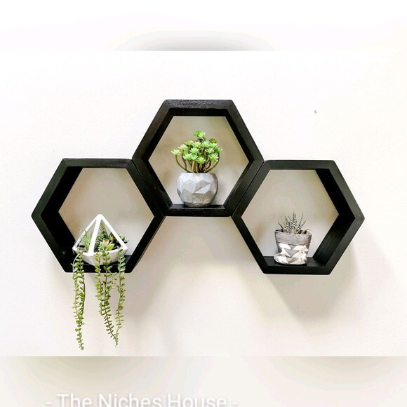 Trio de Nichos Colmeia Hexagonais Sextavado