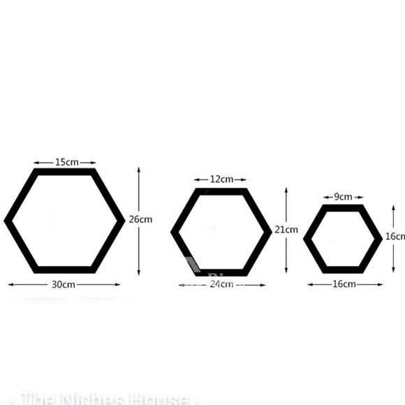 Trio de Nichos Colmeia Hexagonal Sextavado P,m,g
