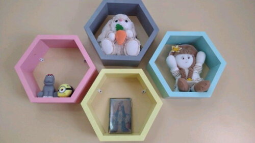 Nicho Colmeia Hexagonal (4 Unidades)mdf Decoração 30x26,5x10