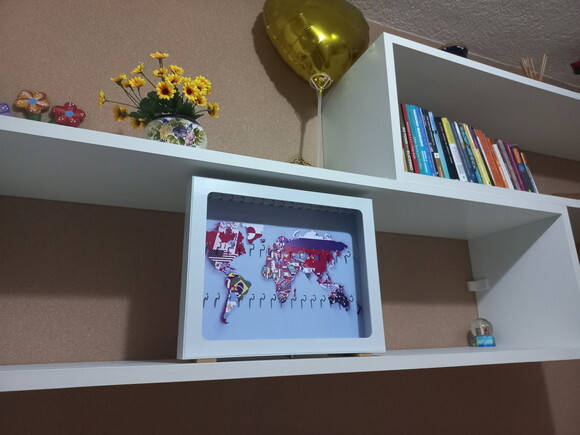 Quadro Porta Chaveiros - Mapa-mundi das Bandeiras