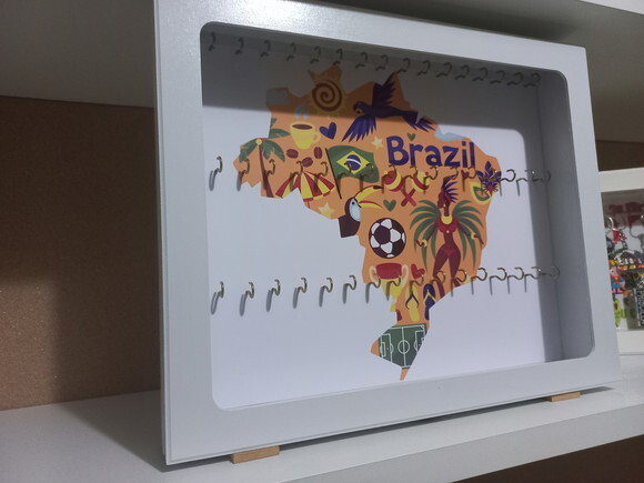 Quadro Porta Chaveiros Personalizado - Estampa do Brasil