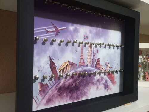 Quadro Porta Chaveiros Personalizado com Vidro - Cor Preta