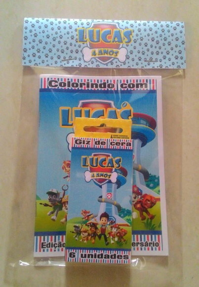 Livro de Colorir com Giz de Cera-16 Páginas- Patrulha Canina