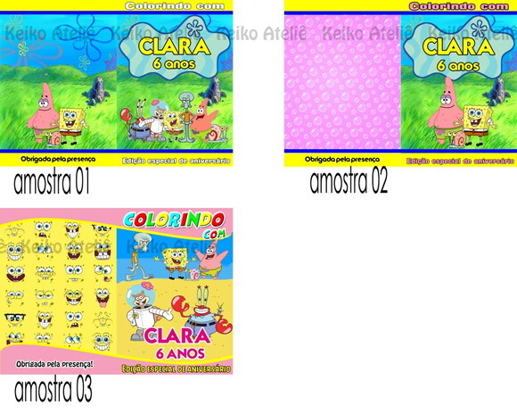 Livro de Colorir Personalizado - 16 Páginas - Bob Esponja