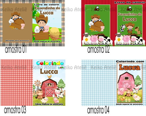 Livro de Colorir Personalizado - 16 Páginas - Fazendinha
