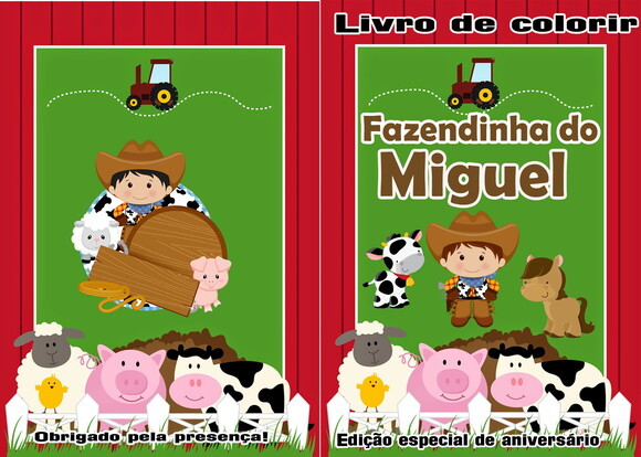 Livro de Colorir Personalizado - 16 Páginas - Fazendinha