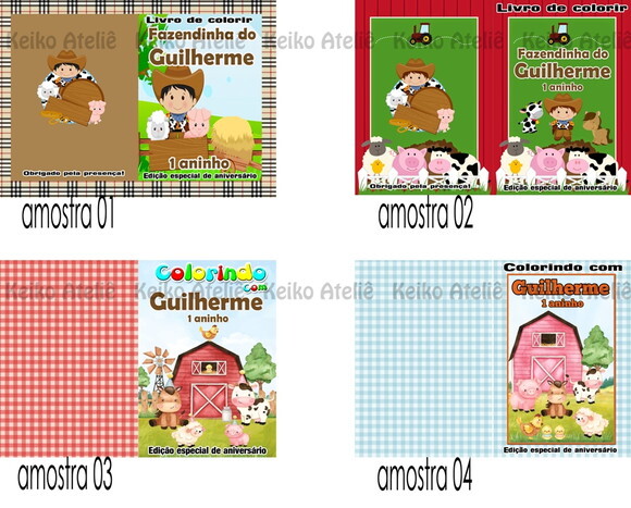 Livro de Colorir Personalizado - 16 Páginas - Fazendinha