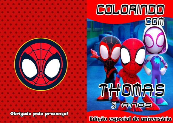 Livro de Colorir Personalizado - 16 Páginas - Homem Aranha Spide