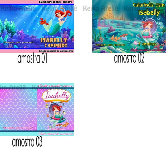 Livro de Colorir Personalizado - 16 Páginas - Pequena Sereia